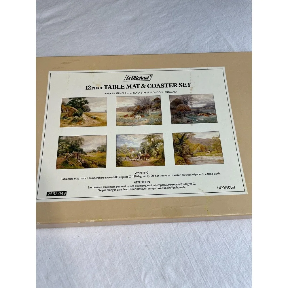 Vintage St Michael Table Mat Coaster Set Marks & Spencer English Countryside Art
